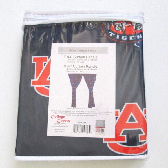 College Covers Auburn Tigers 84" Curtain Panels With Tie Backs Alabama Team - Picture 1 of 8